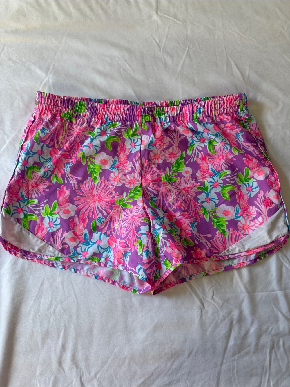 Lilly Pulitzer-Pink & Purple Floral Athletic Shorts- Women- Size Small